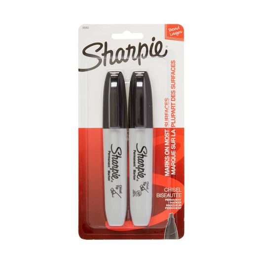 Sharpie Broad Chisel Point Black Permanent Markers, 2 Count