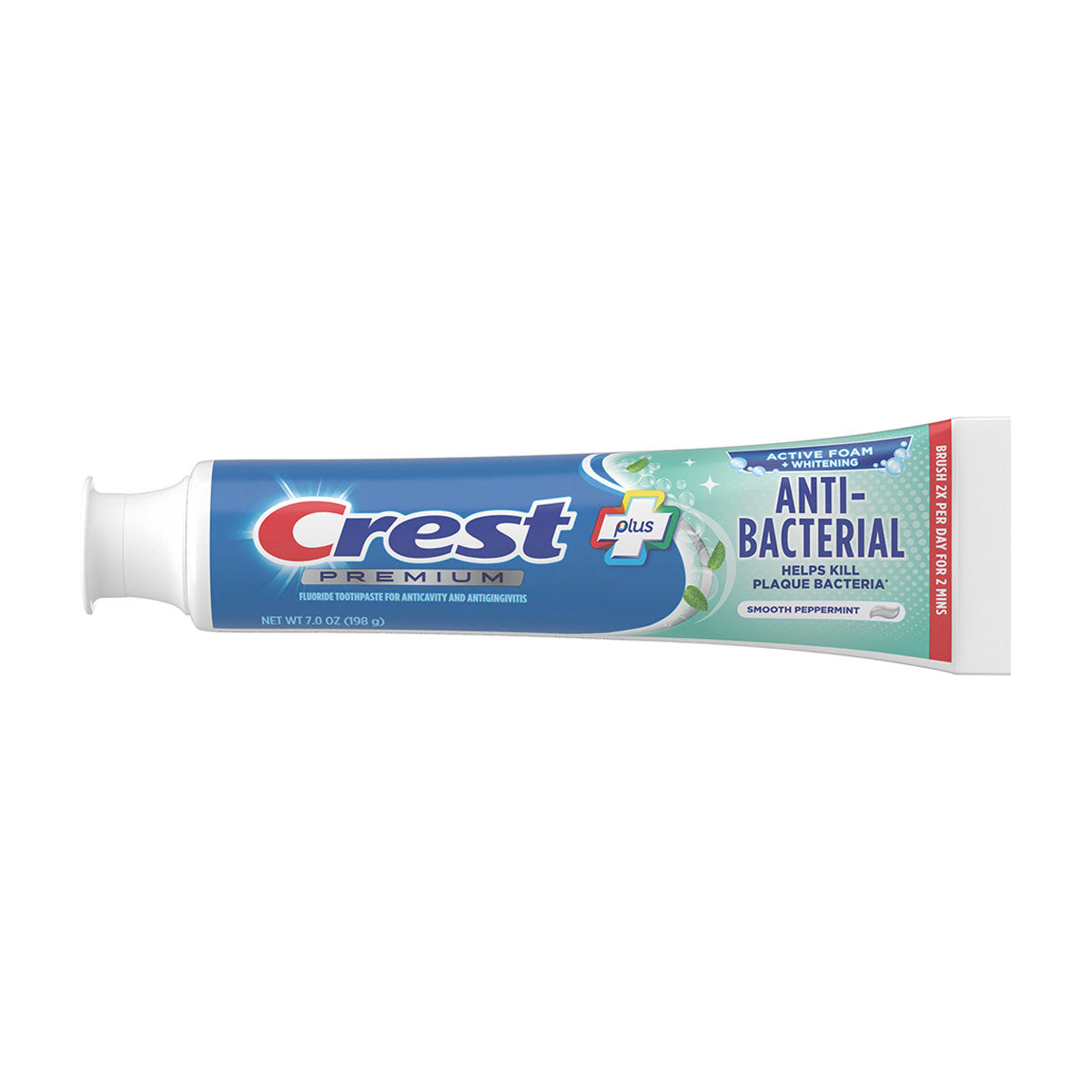 Crest Premium Plus Anti-Bacterial Toothpaste, Smooth Peppermint 7.0oz