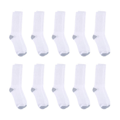 Zone Pro Men's Half Cushion Crew Socks, White, Shoe Size 6 - 12, 10 pk