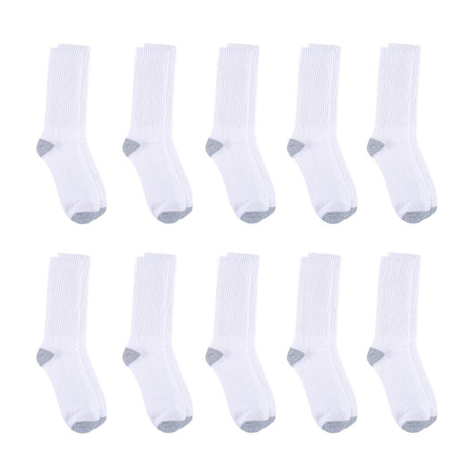 Zone Pro Men's Half Cushion Crew Socks, White, Shoe Size 6 - 12, 10 pk