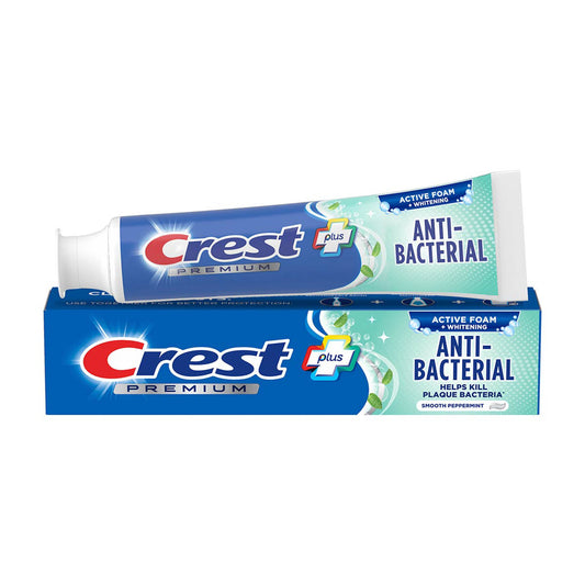 Crest Premium Plus Anti-Bacterial Toothpaste, Smooth Peppermint 7.0oz