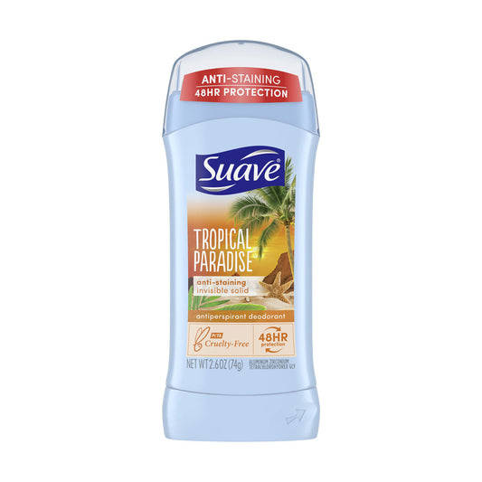Suave Invisible Solid Antiperspirant Deodorant, Tropical Paradise, 2.6 oz