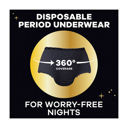 Always ZZZ Overnight Disposable Period Underwear for Women Sz L, 360° Coverage for Worry-Free Nights, 7 Count