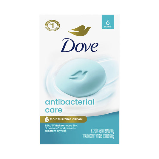Dove Beauty Bar Soap, Antibacterial Care & Protect, 3.17 oz, 6 ct