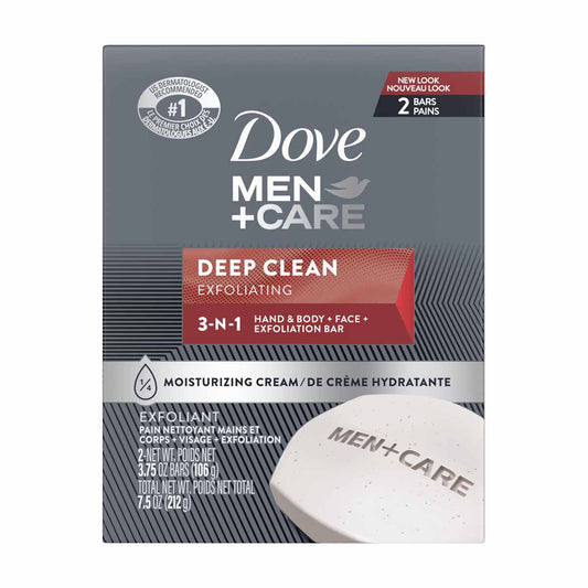 Dove Men +Care Deep Clean Soap Bars, 2 ct
