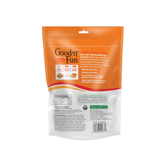 Good ’n’ Fun Triple Flavor Double Pops with Chicken, Rawhide Chews for Dogs, 5.5 oz