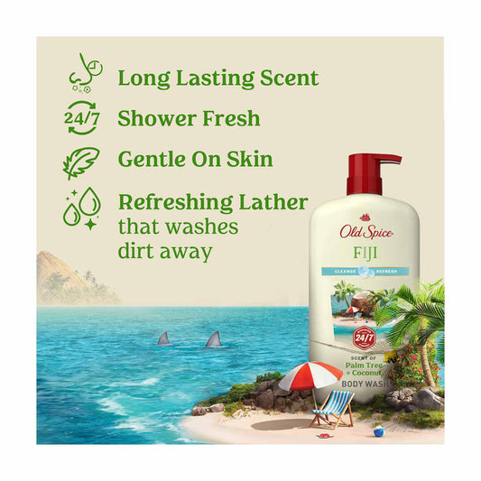 Old Spice Men's Body Wash Fiji with Palm Tree, 24/7 Shower Fresh, 25 oz