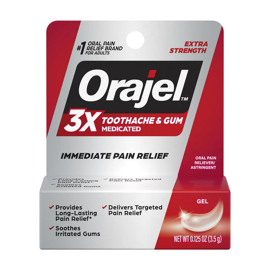 Orajel 3X Medicated Toothache & Gum Gel, Extra Strength, 0.125 oz