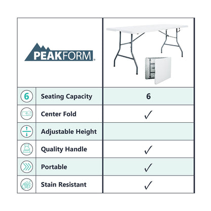 Peakform Center Fold Table, 6 ft