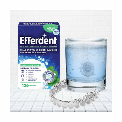 Efferdent Denture & Retainer Cleanser Tablets, Fresh & Clean, Minty Fresh, 90 Tablets