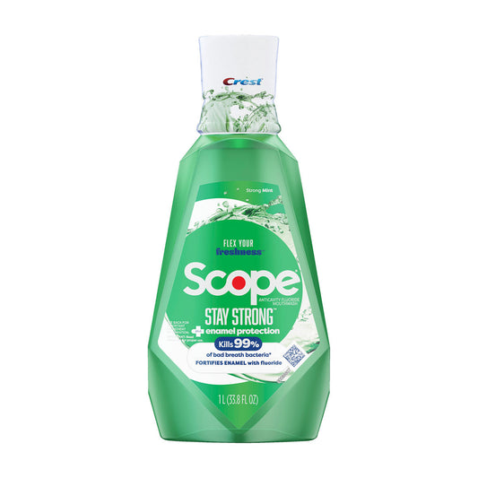 Crest Scope Stay Strong Mouthwash with Fluoride, Strong Mint, 1L