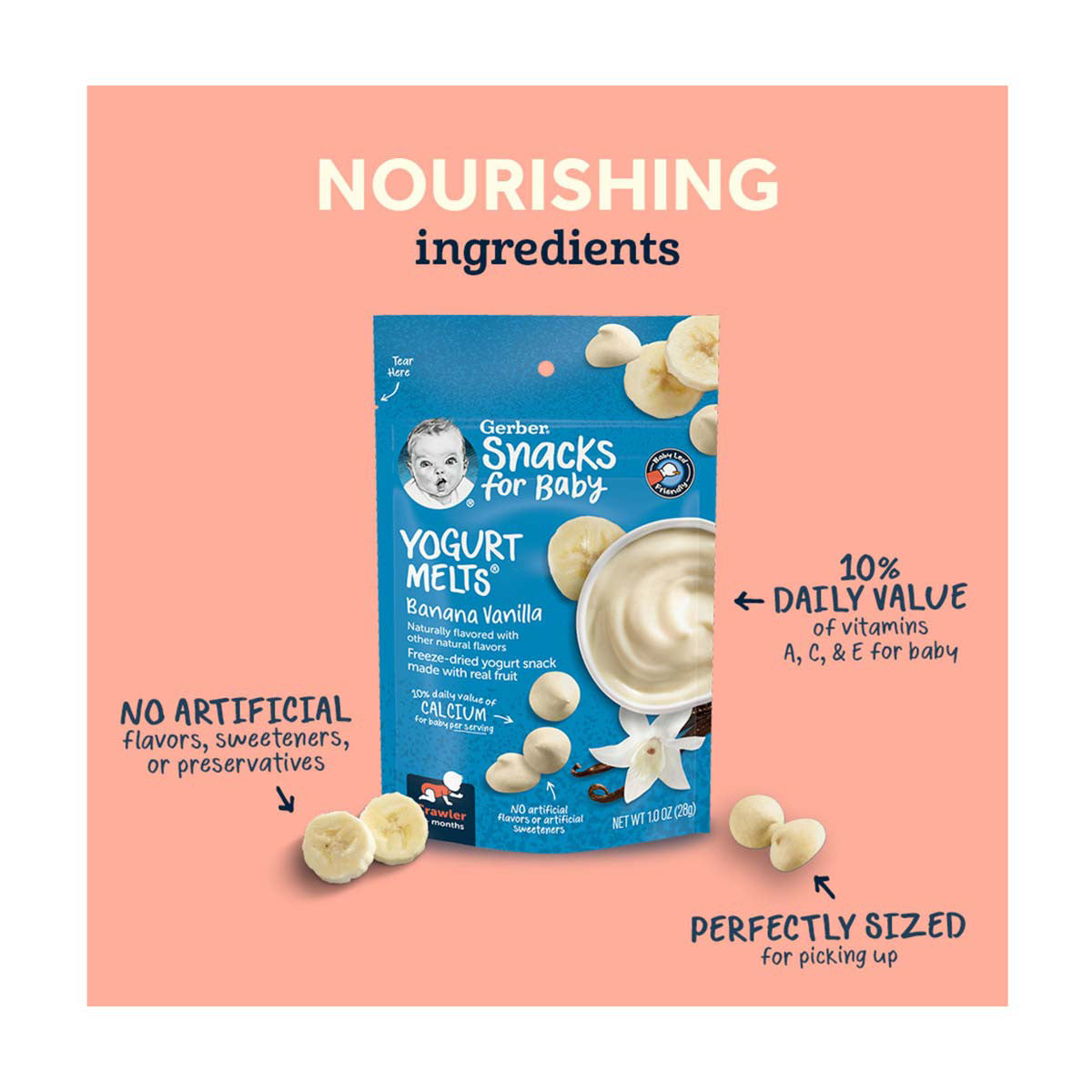 Gerber Snacks For Baby Strawberry Yogurt Melts, 1 oz