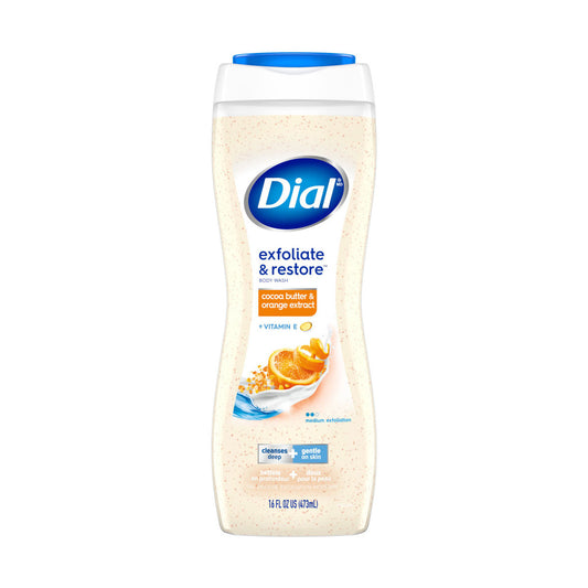 Dial Body Wash, Exfoliating Cocoa Butter & Orange Extract, 16 Ounce