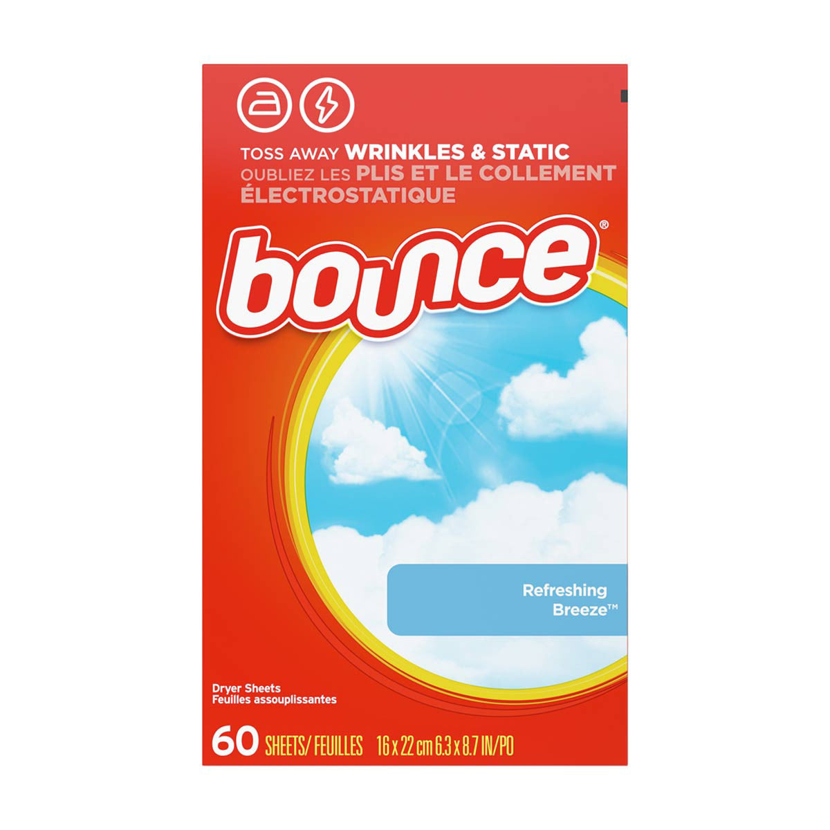 Bounce Refreshing Breeze Fabric Softener Dryer Sheets, 60 ct