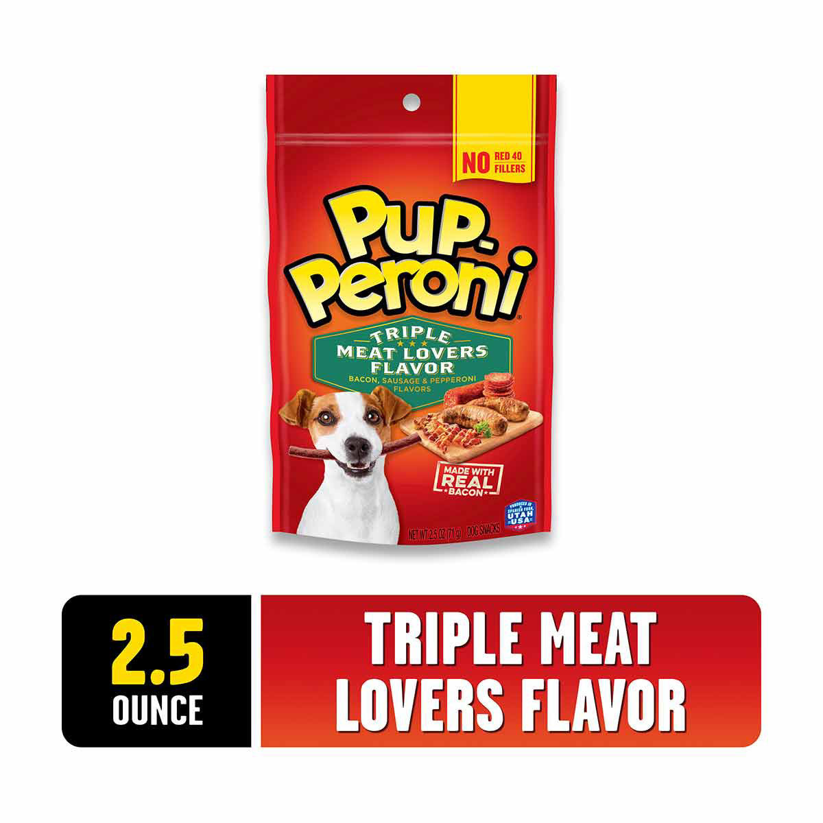 Pup-Peroni Triple Meat Lovers Bacon, Sausage & Pepperoni Flavor Dog Treats, 2.5 oz