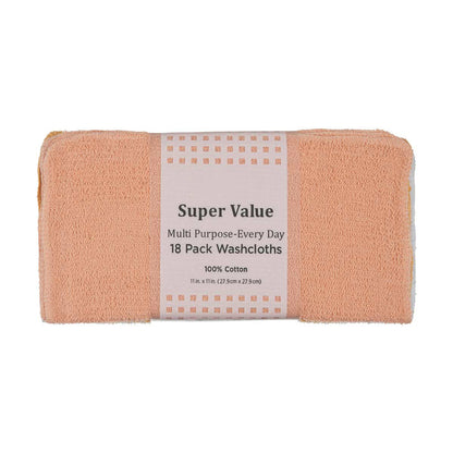 Super Value Multi Purpose-Every Day Washcloths, 18 ct- Assorted