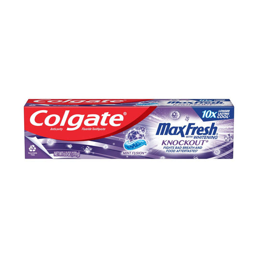 Colgate Max Fresh Knockout Toothpaste with Breath Strips, Electric Mint, 6 oz