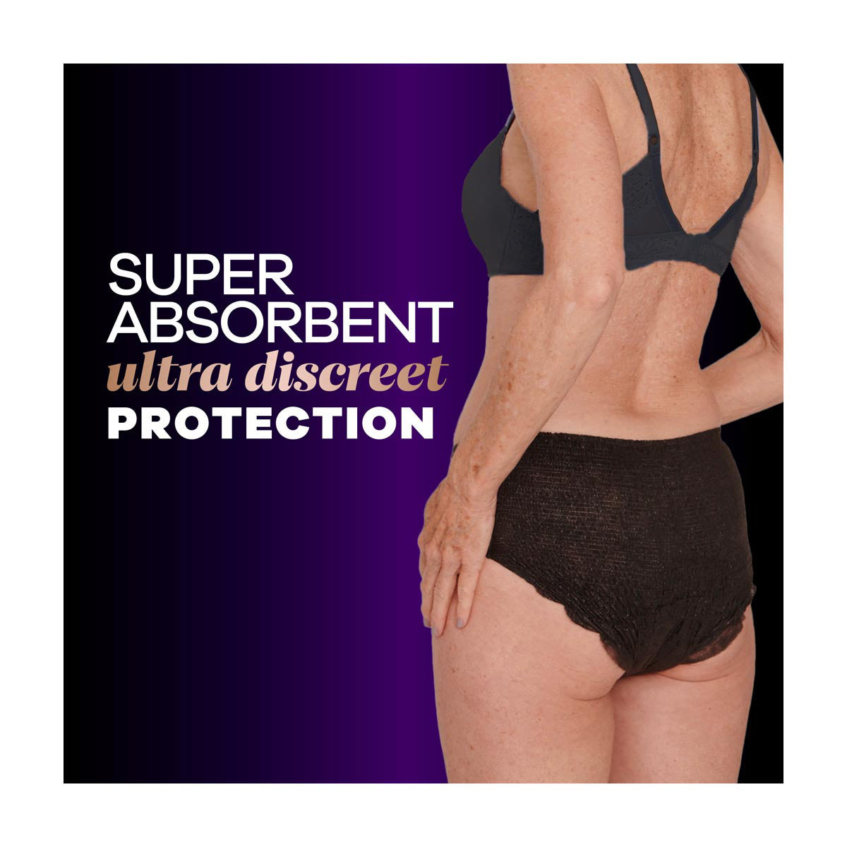 Always Discreet Boutique Incontinence and Postpartum Underwear for Women, Maximum Protection, L, Black, 18 Count