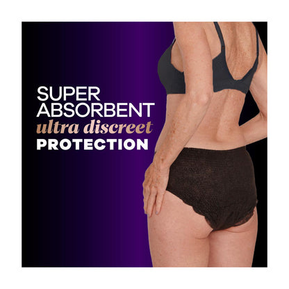 Always Discreet Boutique Incontinence and Postpartum Underwear for Women, Maximum Protection, L, Black, 18 Count