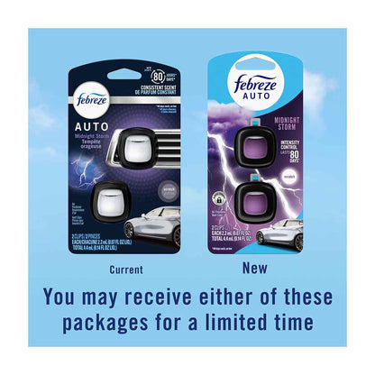 Febreze AUTO Air Freshener, Odor-Fighting Automotive Vent Clip, Midnight Storm Scent, 1 Count